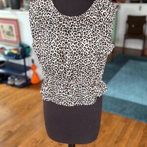 NWT J.Crew Leopard Print Peplum Top | Size Small | Regenerative Cotton |